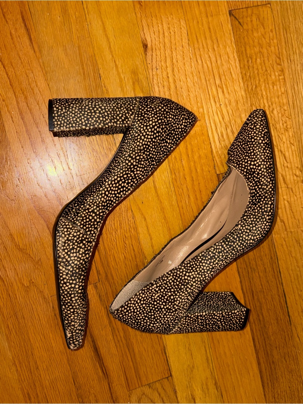 Banana Republic Black and White Speckled Pointed Block Heel Pumps